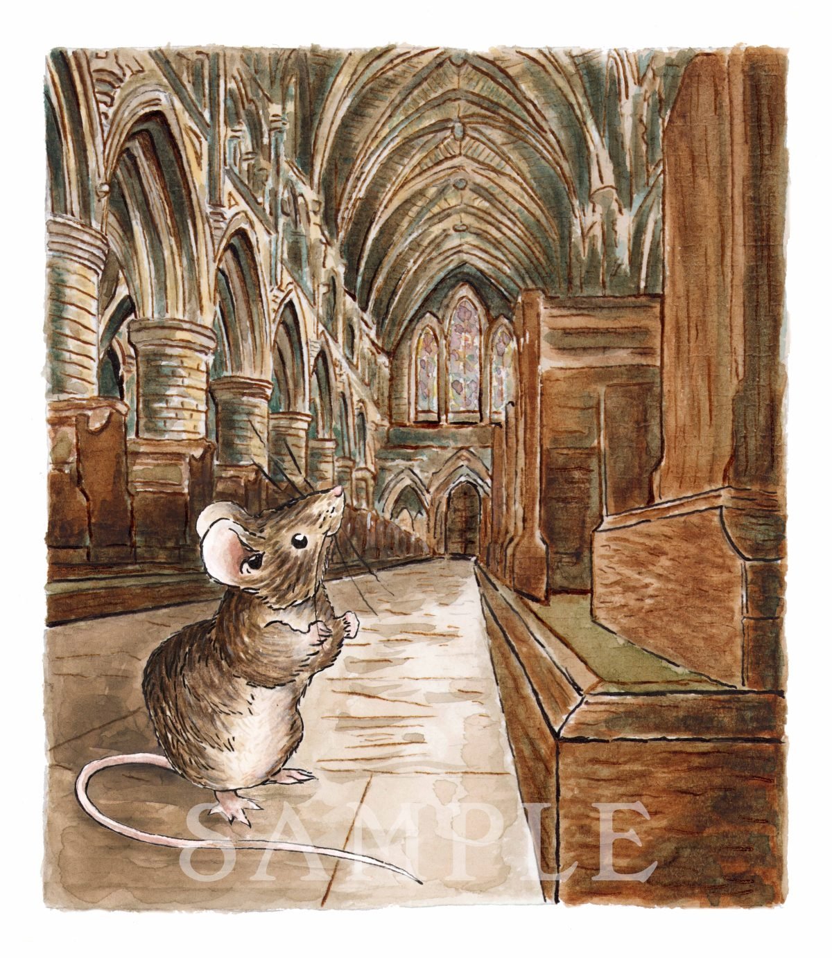 Pip at St John's Cathedral - Book Illustration